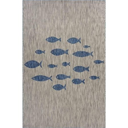 LR RESOURCES LR Resources CATAL81505GNY5070 Aquatic Rectangle Indoor & Outdoor Area Rug  Gray & Navy - 5 x 7 ft. CATAL81505GNY5070